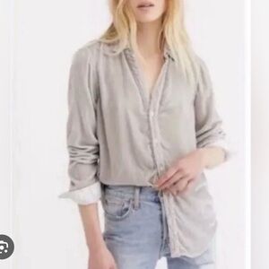 CP Shades Sloane Silk Blend Velvet Button Down in Silver Grey